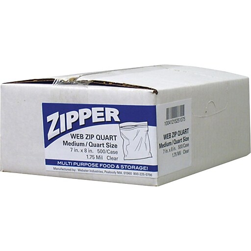 one quart size clear zip top bag