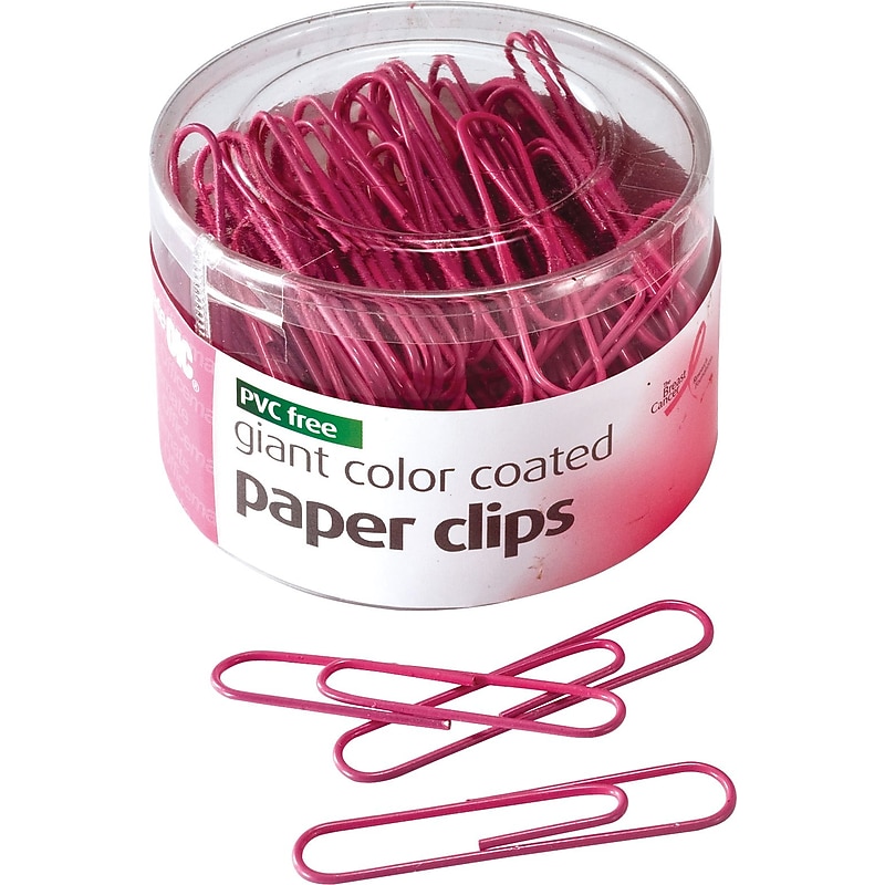 Officemate Jumbo Paper Clips, Pink, 80 Clips/Pack (08908) image 1