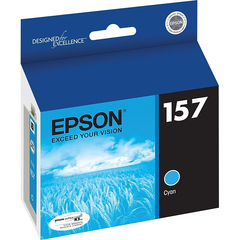 Epson T157 Ultrachrome Cyan Standard Yield Ink Cartridge image 1