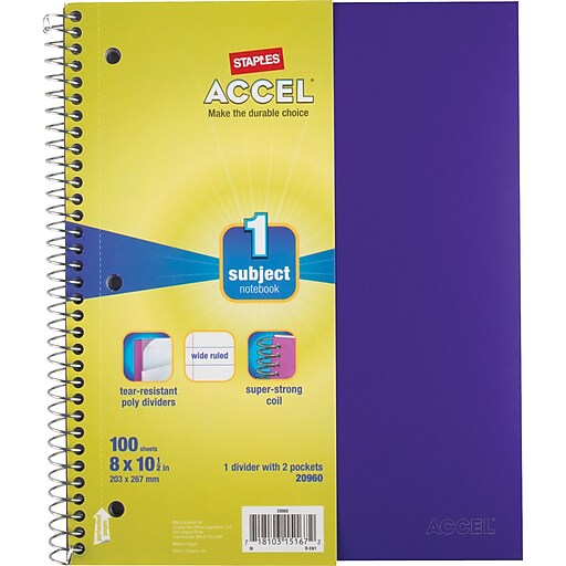 Shop Staples for Staples Accel Durable Poly Cover Notebook, Wide Ruled