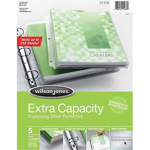 Wilson Jones ExtraCapacity TopLoading Sheet Protectors, Standard Weight, Clear, 8 1/2" x 11