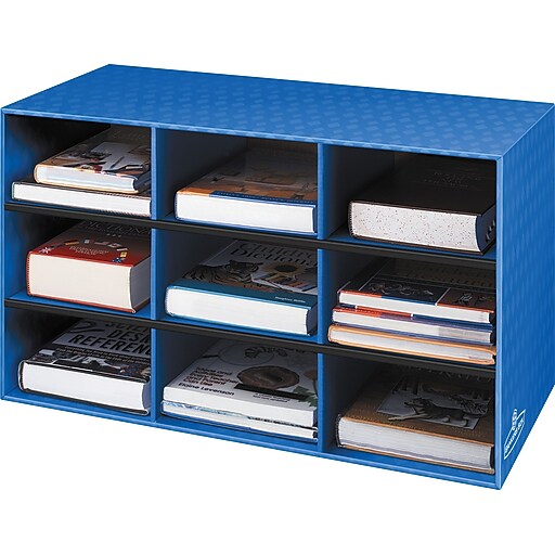 Fellowes 9Shelf Storage Organizer, 16"H x 28 1/4"W x 13"D, Blue Staples