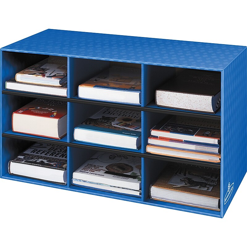 Fellowes 9-Shelf Storage Organizer, 16"H x 28 1/4"W x 13"D, Blue image 1