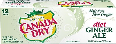  Canada Dry Diet Ginger Ale 12 oz. Cans 24 Pack Staples 