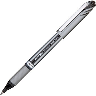 Pentel EnerGel NV Gel Pen Stick Medium 0.7 mm Black Ink Gray Barrel Dozen
