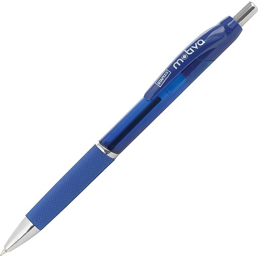 Staples Motiva™ Advanced Ink Retractable Ballpoint Pens, Fine, Blue, 12