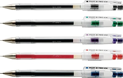 Pilot G-Tec-C Gel Ink Rolling Ball Stick Pens, Ultra Fine Point, Assorted, 5/Pack (35480)