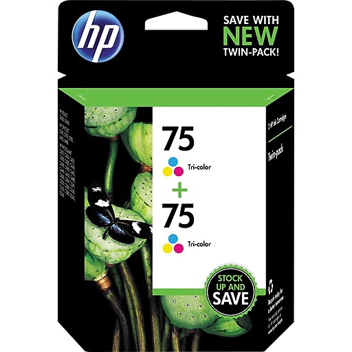 Shop Staples for HP 75 Tricolor Ink Cartridge (CZ070FN), Twin Pack