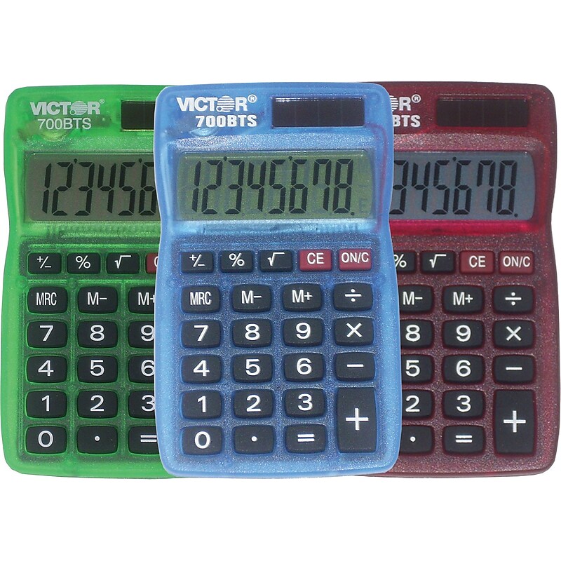 Victor Technology 700-BTS Pocket Calculator with Translucent Bright Colors, 10/Pack image 1