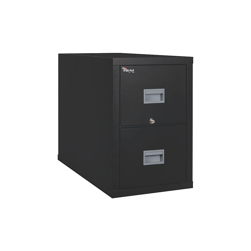 Black Patriot 2-drawer vertical file cabinet with two drawers and label holders