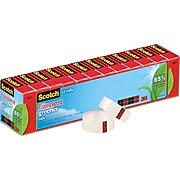 Scotch® Transparent Greener Tape, Refill, Crystal Clear Clarity, Glossy, 3/4" x 25 yds., 1" Core, 12 Rolls(612-12P)