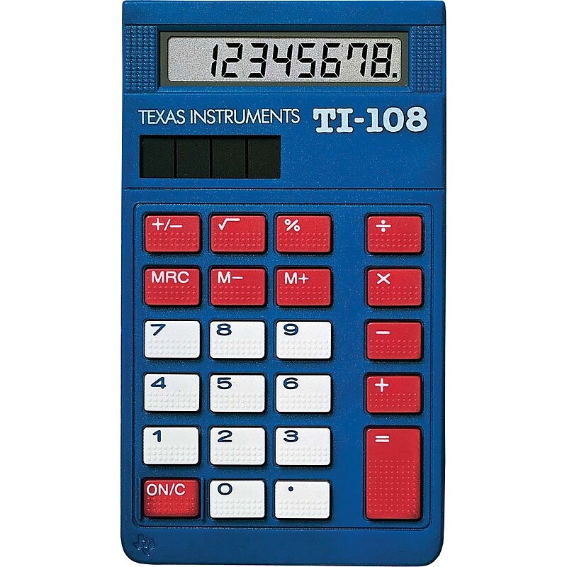 Texas Instruments TI-108 Teacher Kit 8-Digit Solar Powered Basic Calculator, Blue, 10/Box (TI108TK) image 1