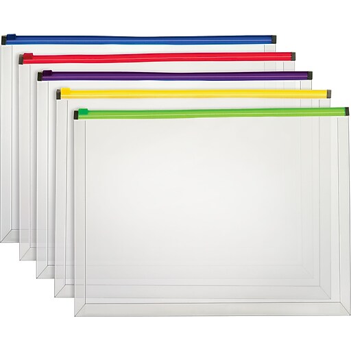 Staples® Poly Zip Envelopes, Assorted Color Zip, Legal Size Staples