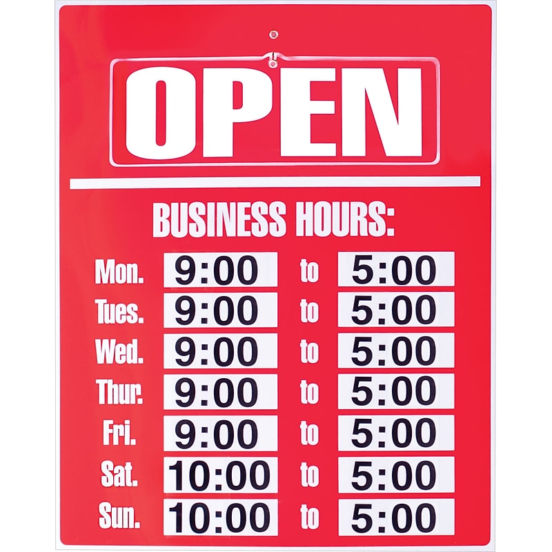 Cosco Open-Closed Business Hours Sign Kit, 19" x 15", Red (098072) image 1