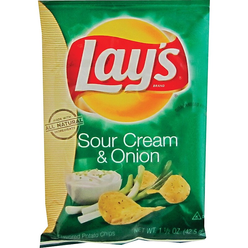 Lay's Sour Cream & Onion Potato Chips, 1.5 oz., 64 Bags/Pack (FRI44361) image 1