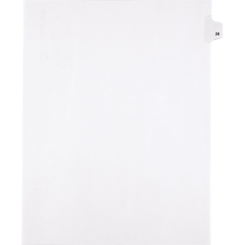 Kleer-Fax Side-Tab Legal Index Dividers, Number 28, White, Letter, 25/Pk image 1
