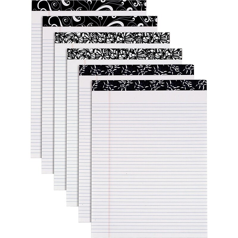TOPS® Designer Narrow Ruled Pads; Black/White image 1