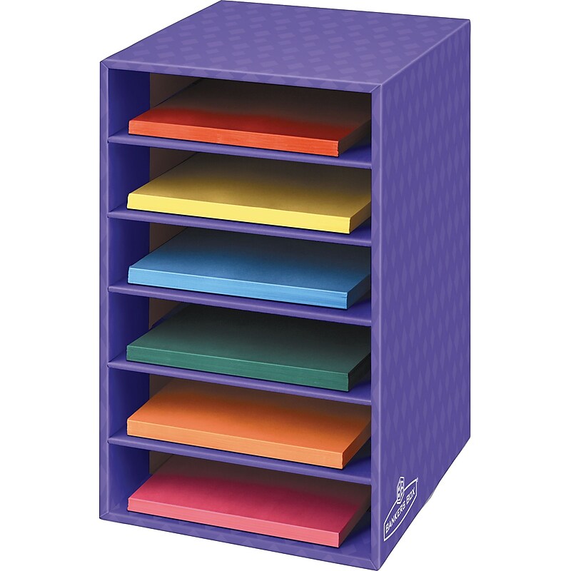 Bankers Box Corrugated 6-Shelf Storage Organizer, 18"H x 12"W x 13 1/4"D, Purple (3381201) image 1