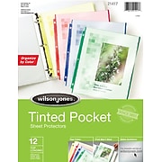 Wilson Jones® Tinted Pocket Sheet Protectors, Assorted Colors, 12/Pack