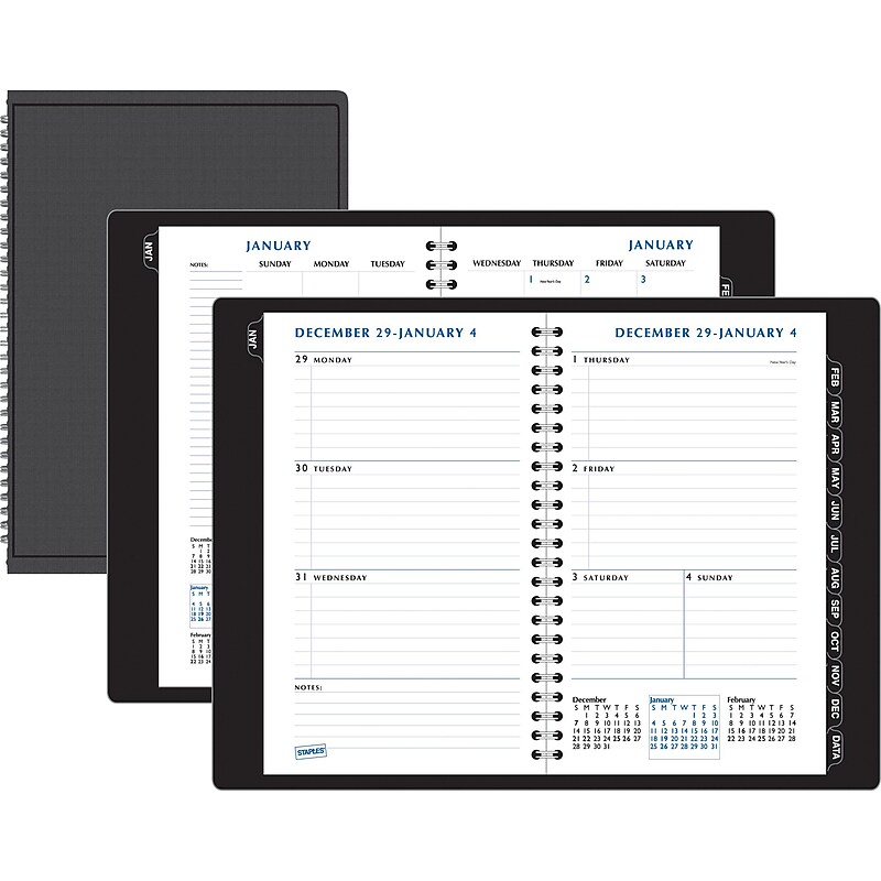 2012 Staples® Weekly/Monthly Planner, Black, 4 7/8" x 8" image 1