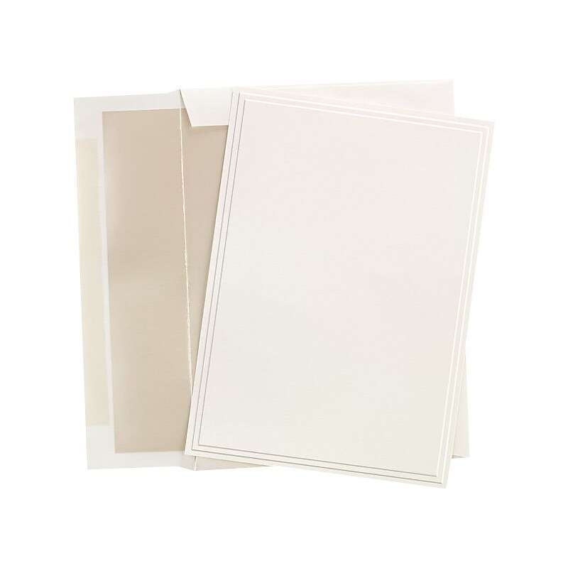Great Papers® Triple Embossed Ivory Flat Card Invitations with Pearl Lined Envelopes, 25/Pack image 1
