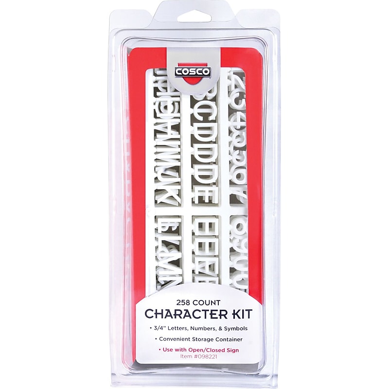 Cosco Character Kit Replacement Sign Letters, 0.75", White, 258 Letters/Kit (098233) image 1