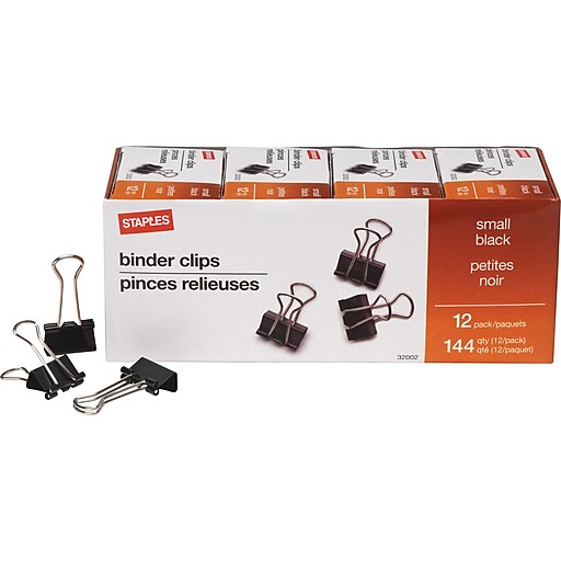 Staples® Small Metal Binder Clips Bulk Pack, Black, 3/4" Size with 3/8