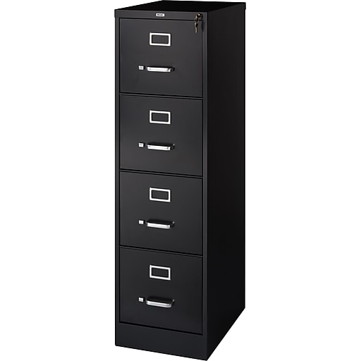 staples 4-drawer vertical file cabinet, locking, letter, black, 22"d  (22337d)