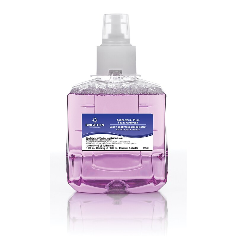 Brighton Professional Antibacterial Foaming Hand Soap Refill for LTX 12 Dispenser, Plum Scent, 40.5 oz., 2/Carton (BPR50955) image 1