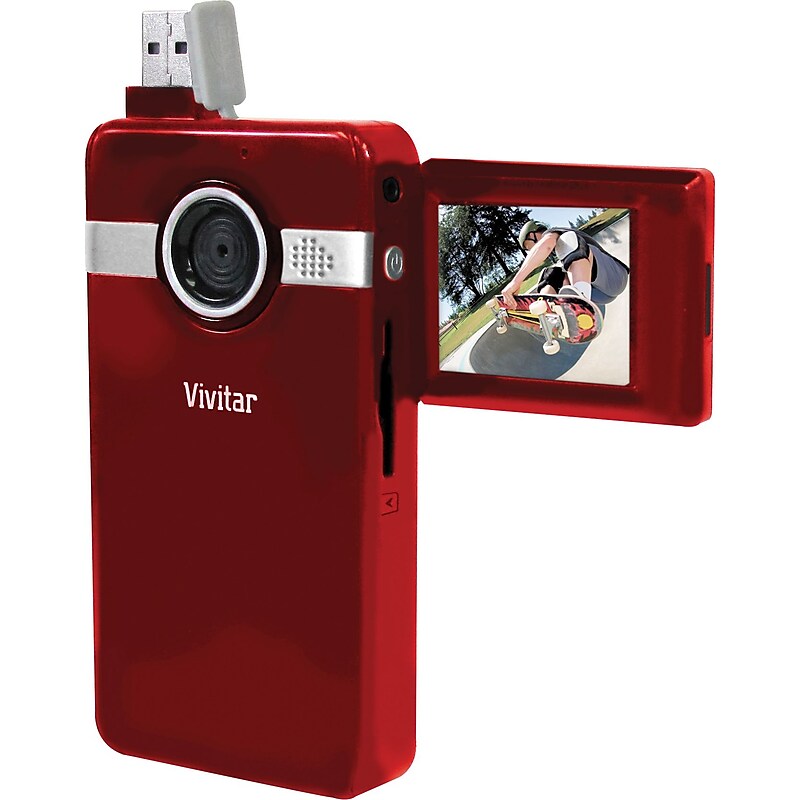 Vivitar DVR 410 Digital Video Camcorder, Red image 1