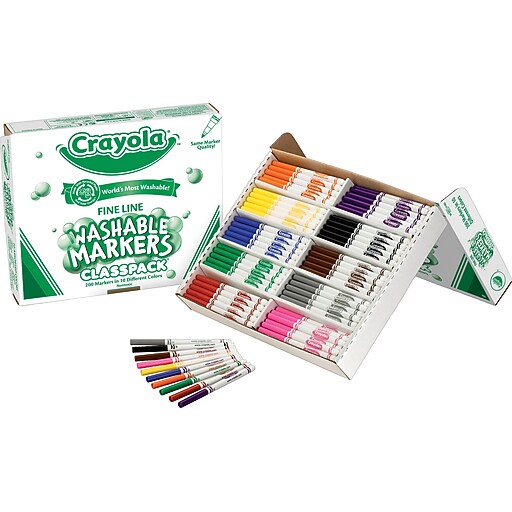 Crayola® Classpack® Washable Markers Assorted Colors, Fine Line Tip 200