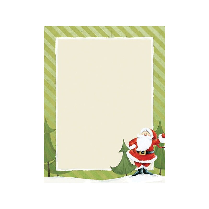 Masterpiece Studios Great Papers! Jolly Santa Claus Stationery, Green Stationery with Santa Claus Design, 8 1/2" x 11", 80/Pk image 1