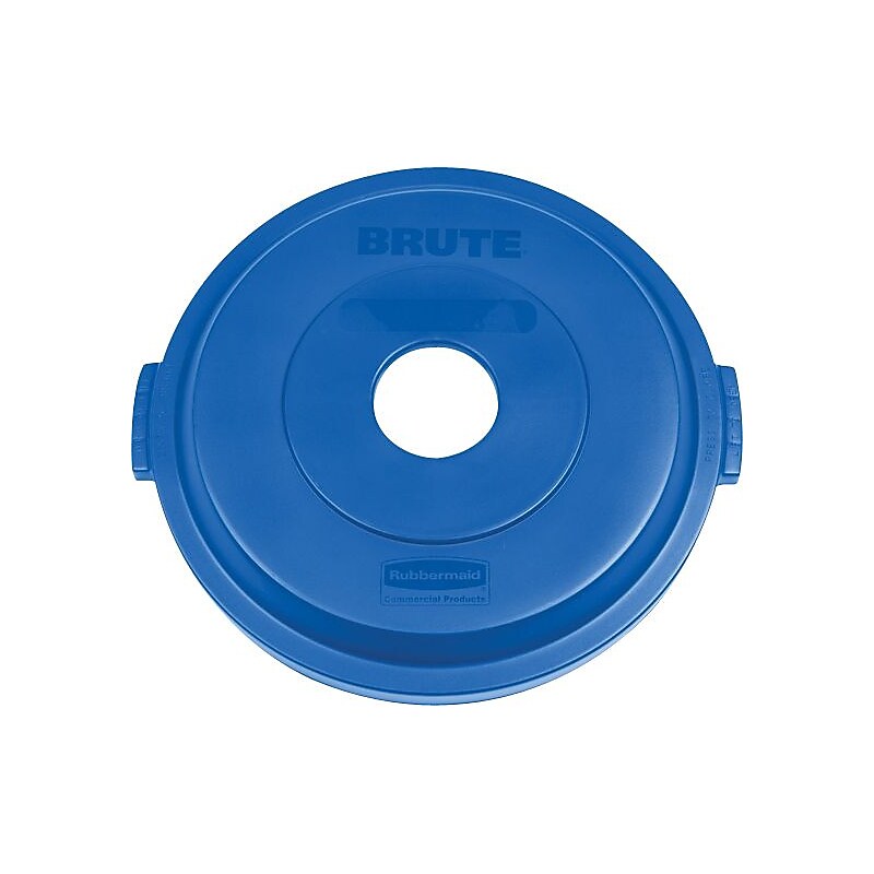 Rubbermaid Brute Bottle/Can Recycling Lid, 32 Gallon, Blue, 22 3/4"H x 22 9/10"W x 4 5/8"D image 1
