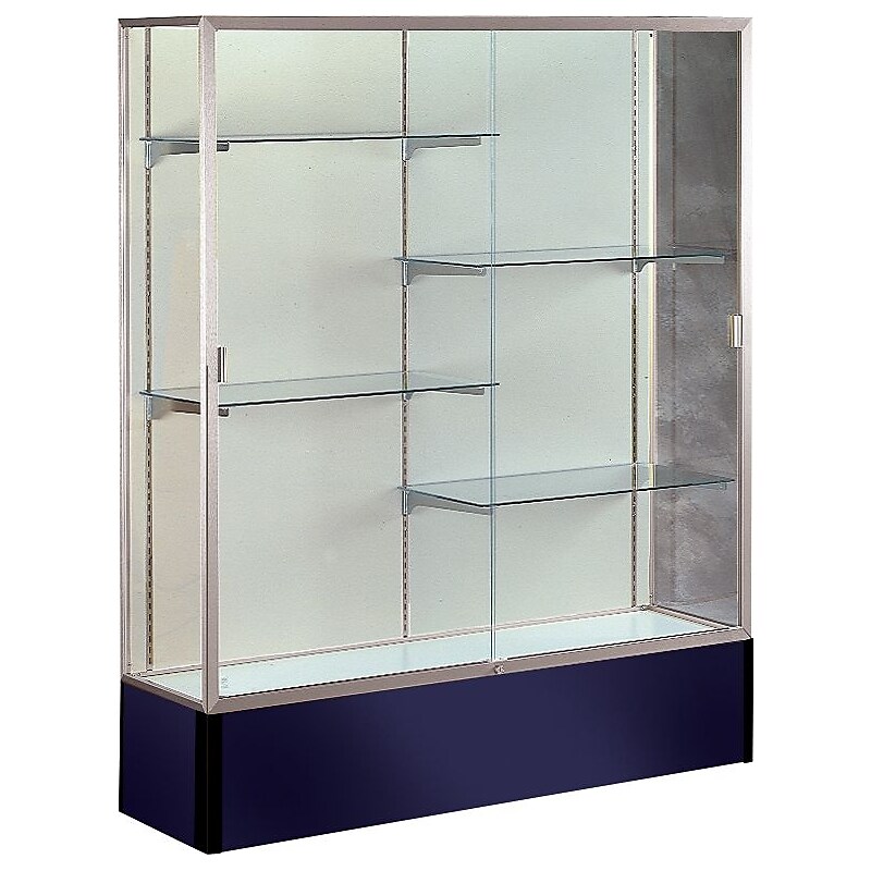 Ghent Spirit Series Display Case, 4-Shelf, Navy, 72"H x 48"W x 16"D image 1