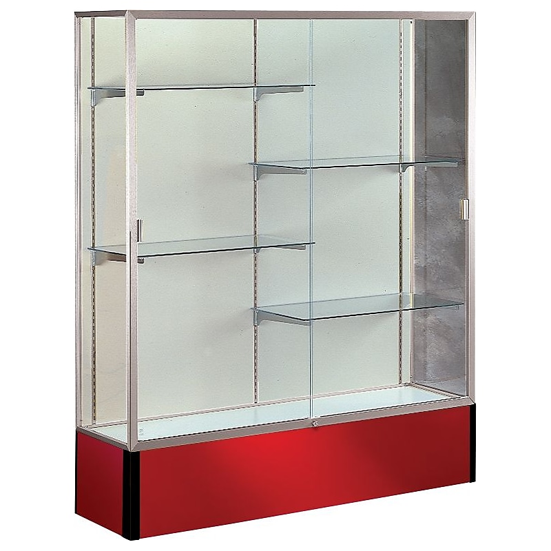 Ghent Spirit Series Display Case, 4-Shelf, Red, 72"H x 48"W x 16"D image 1
