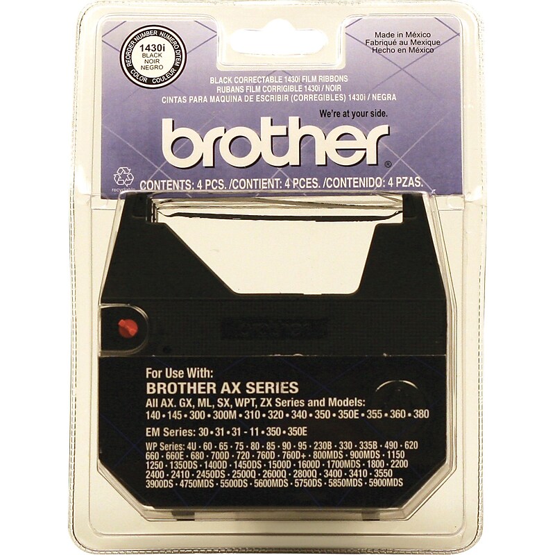 Brother 1430i Typewriter Ribbons, Black, 4/Pack (1430I) image 1