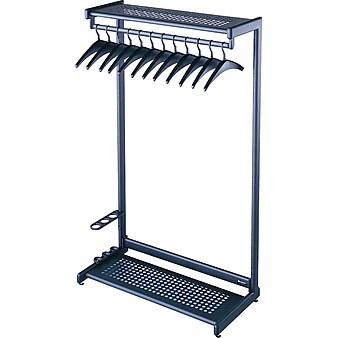 Quartet® Two-Shelf Garment Rack, Freestanding, Black, 12 Hangers Included, 48"W x 61.5"H