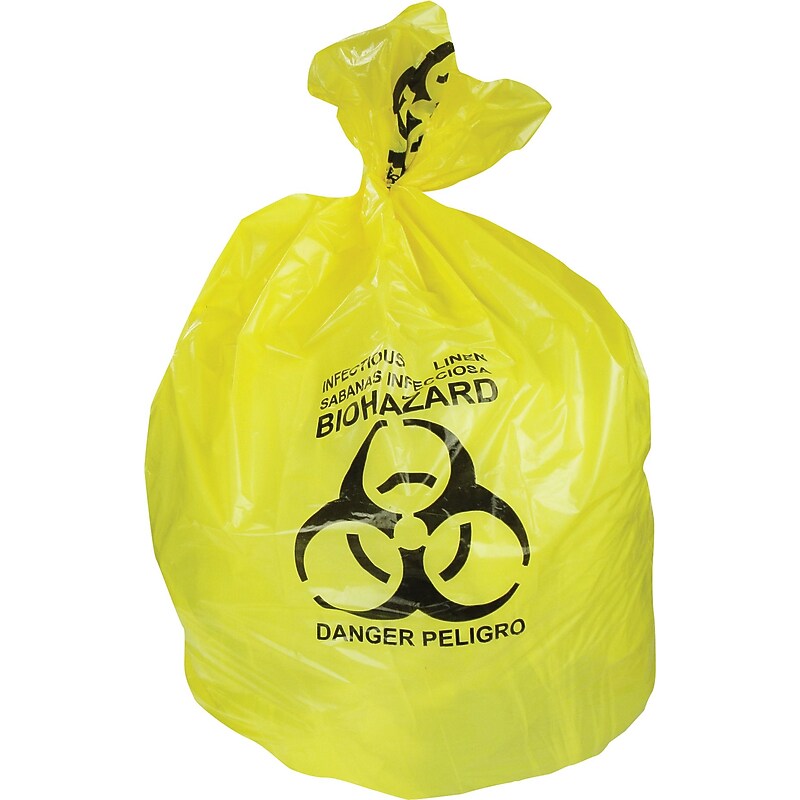 Heritage 30 Gal. Biohazard Liners, Yellow, 43"L x 30"W, 200/Carton (A6043PY) image 1