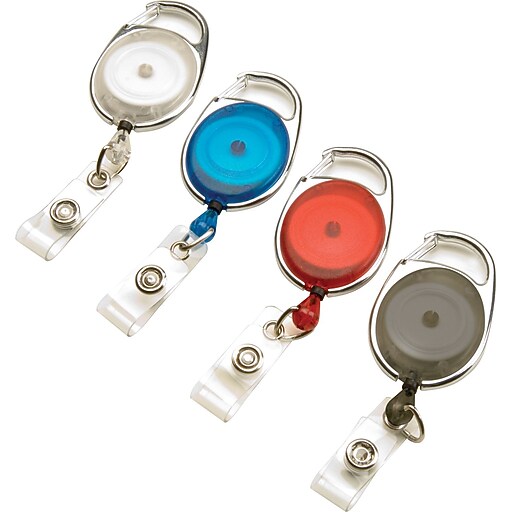 Staples Carabiner Name Badge Reels, 30" Retractable Cord Length, Metal
