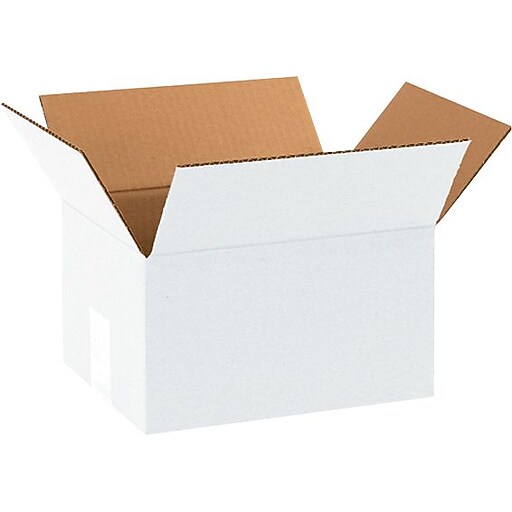 10" x 8" x 6" Shipping Boxes, 32 ECT, White, 25/Bundle (1086W) Staples