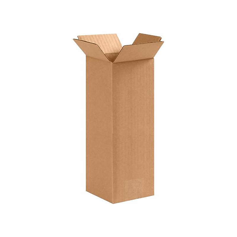 4" x 4" x 10" Shipping Boxes, 32 ECT, Brown, 25/Bundle (4410) image 1