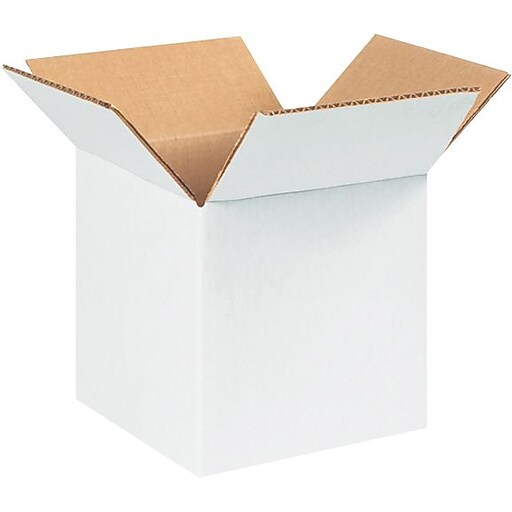 5" x 5" x 5" Shipping Boxes, 32 ECT, White, 25/Bundle (555W) Staples