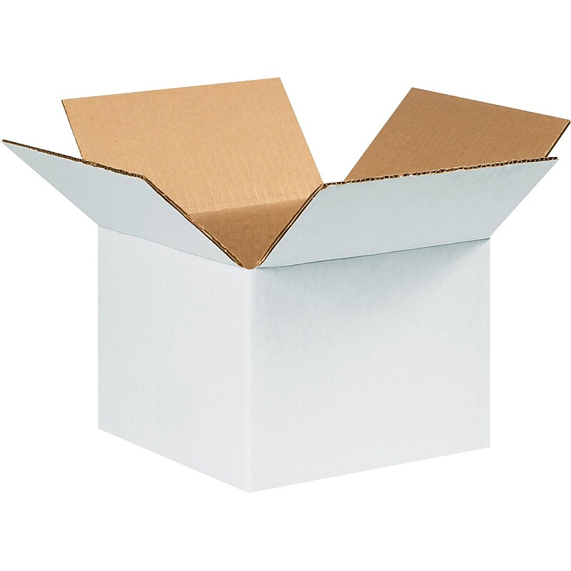 8" x 8" x 6" Shipping Boxes, 32 ECT, White, 25/Bundle (886W) image 1