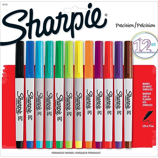 Sharpie Permanent Markers, UltraFine Point, Assorted Colors, 12 Pack