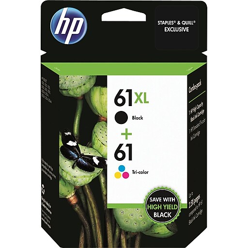 HP 61XL/61 High Yield Black and Standard Tricolor Ink, (CZ138FN140