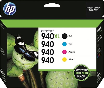 HP 940XL/940 Black High Yield and Cyan/Magenta/Yellow Standard Yield Ink Cartridge, 4/Pack (CZ143FN#140) Sansujyuku sansujyuku.com