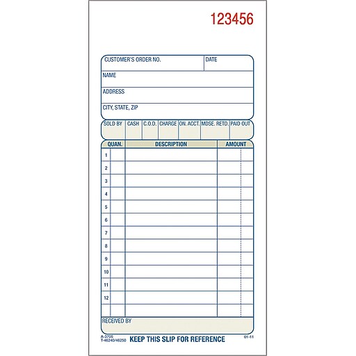 Adams® Carbonless Sales Order Form Book, 311/32" x 77/16", 3 Part