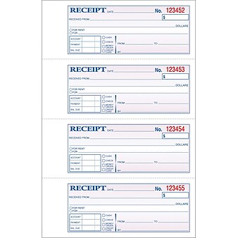Adams 3-Part Carbonless Receipt Book, 10.88" x 7.63", 100 Sets/Book (TC1182)