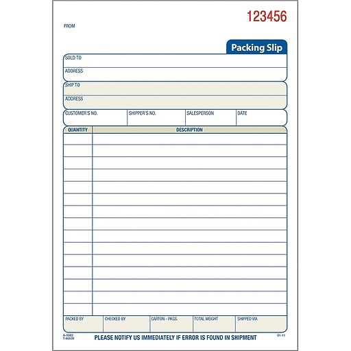 Adams® Carbonless Packing Slip Book, 3 Part Staples
