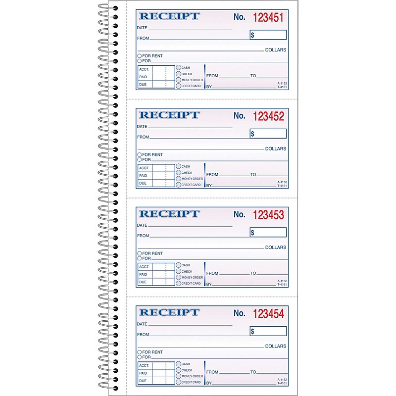 Adams 2-Part Carbonless Receipt Book, 5" x 11", 200 Sets/Book (SC1152) image 1